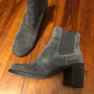 Grey suede Dolce Vita booties with 2.5inch block heel